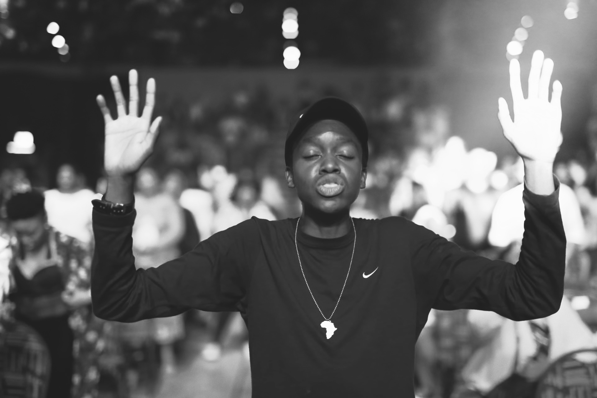 A prayer, in black and white